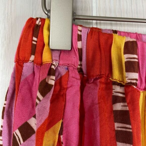 Farm Rio Lucy Striped Pink Yellow Pull-On Drawstring Pants Size Small - Picture 8 of 10